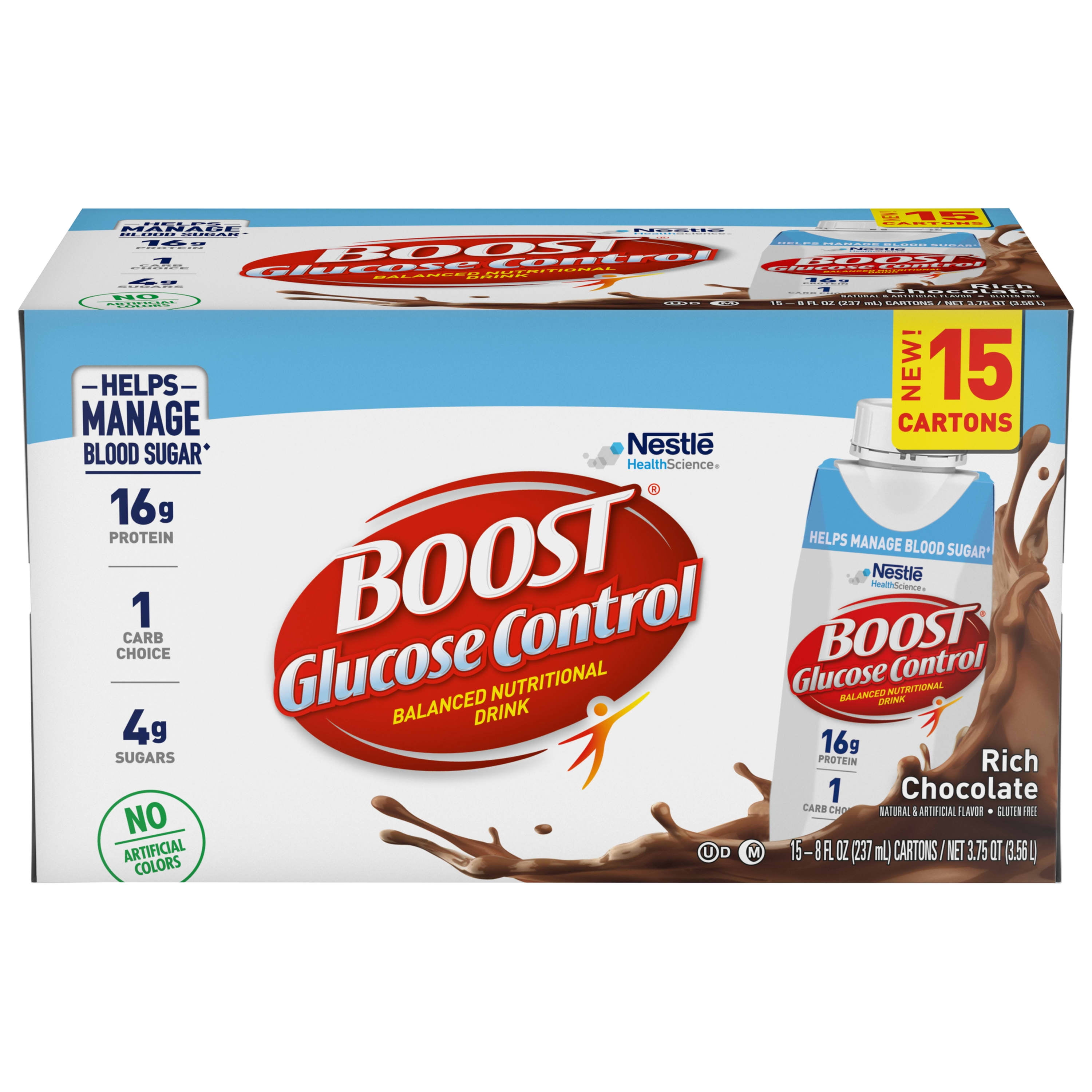 BOOST GLUCOSE CONTROL PROTEIN SHAKE, RICH CHOCOLATE, 8 FL OZ, 15 PACK