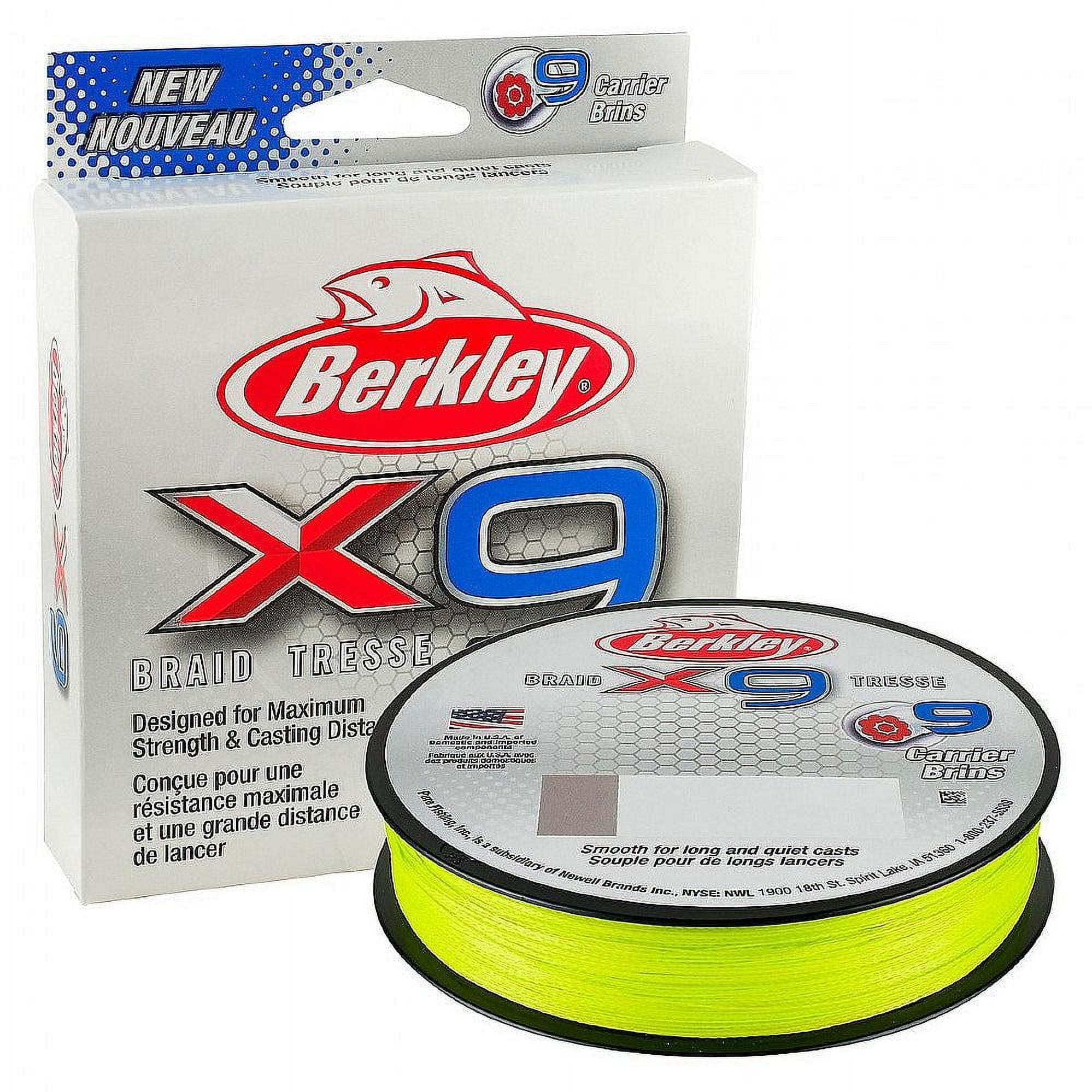 Berkley x9 Braid Superline, Low-Vis Green, 40lb Test | 59 lbC | 27.0kg Fishing Line