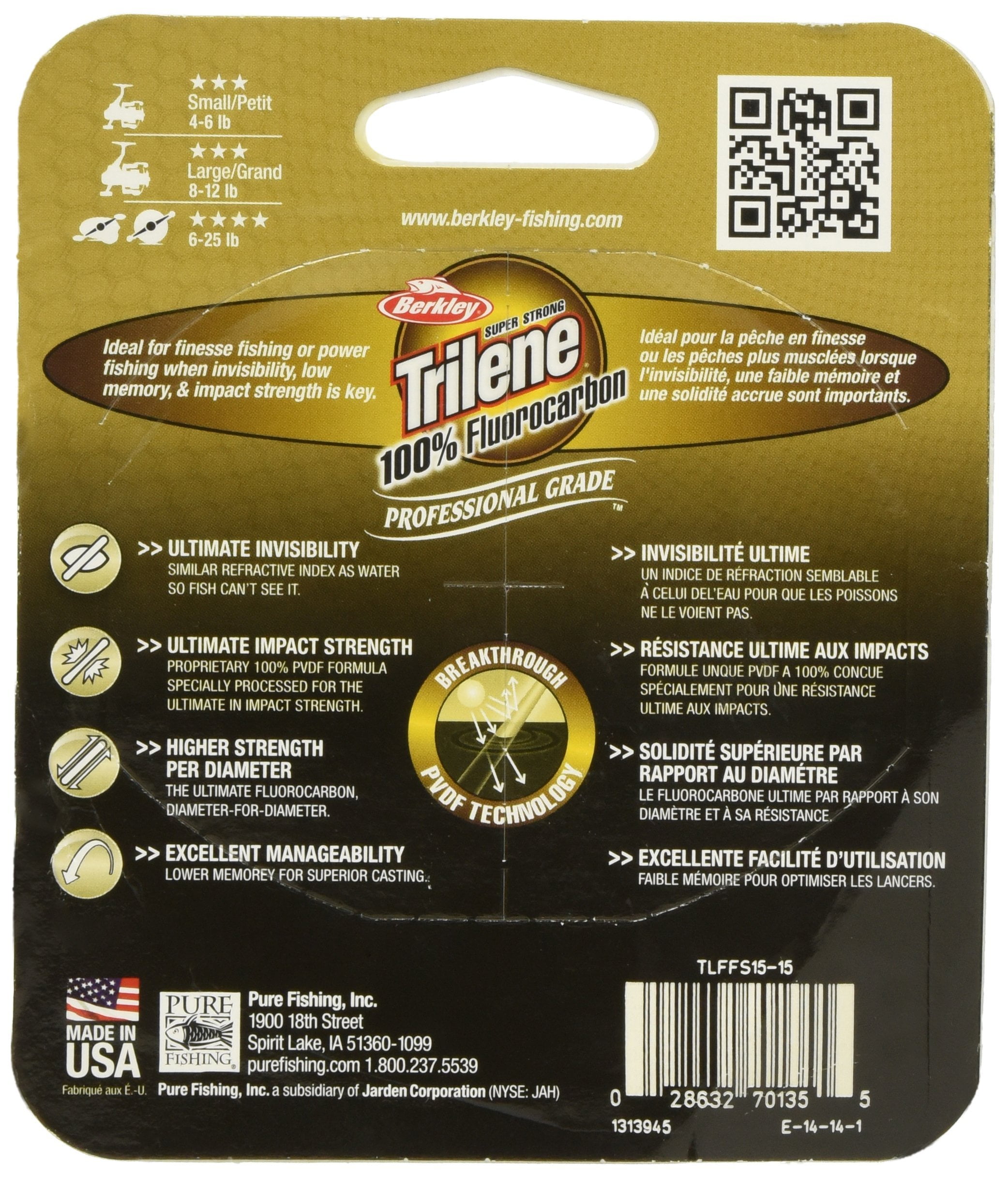 Berkley Trilene 100% Fluorocarbon Fishing Line, Clear, 8lb | 3.6kg