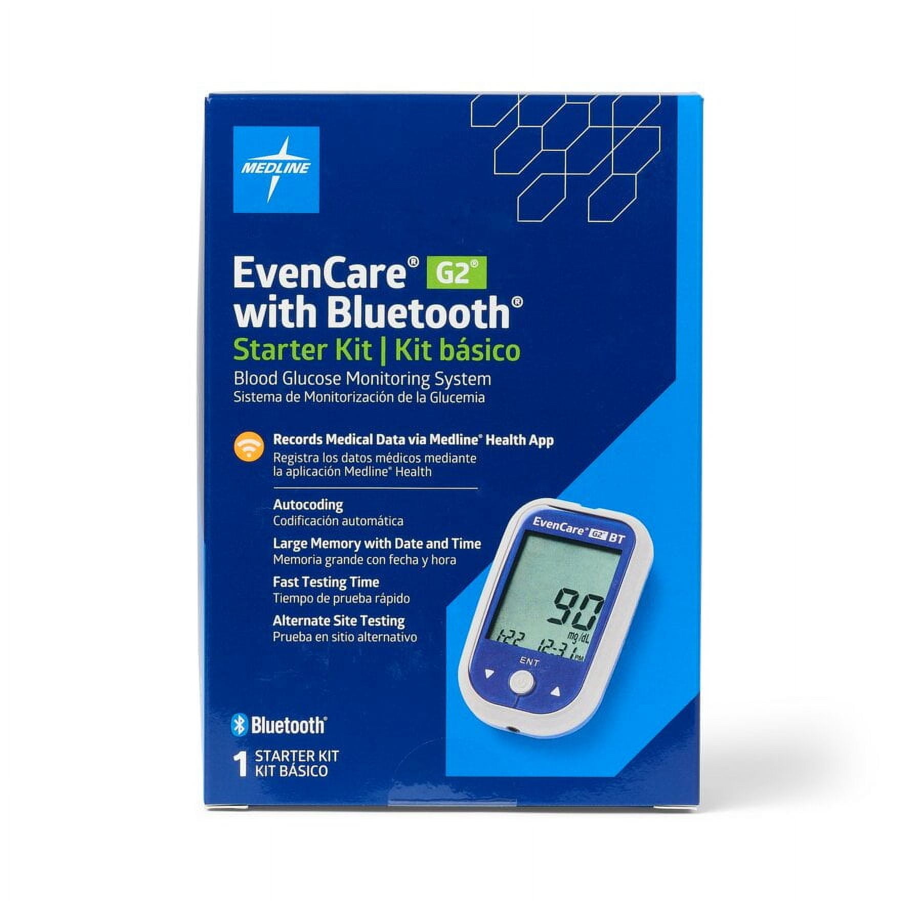 MEDLINE EVENCARE G2 BLUETOOTH BLOOD GLUCOSE MONITOR STARTER KIT