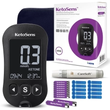 KetoSens Blood Ketone Monitor Kit - Includes Meter, Strips, Lancets & Case - Ideal Gift Set