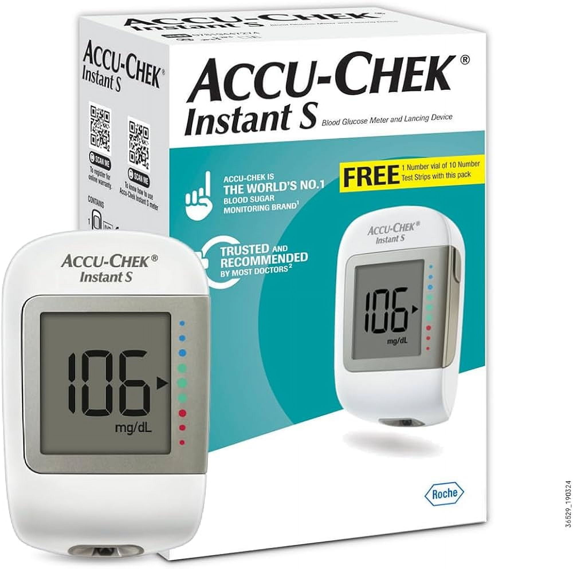 Accu-Chek Instant S Glucose Meter + 10 Free Strips