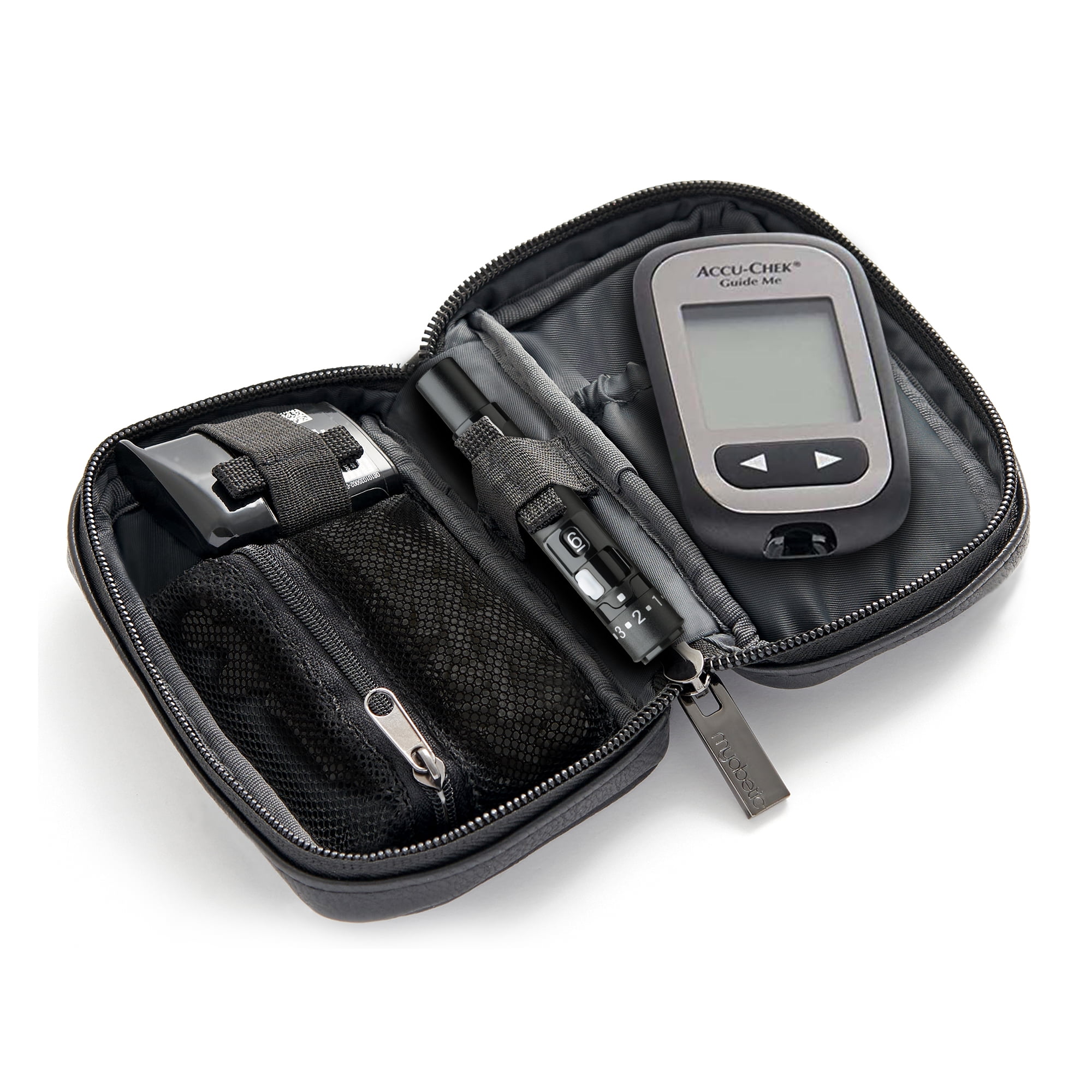 Accu-Chek Diabetes Monitor Kit: Myabetic James Case, Guide Me Meter, Lancets, Strips, Control Solution