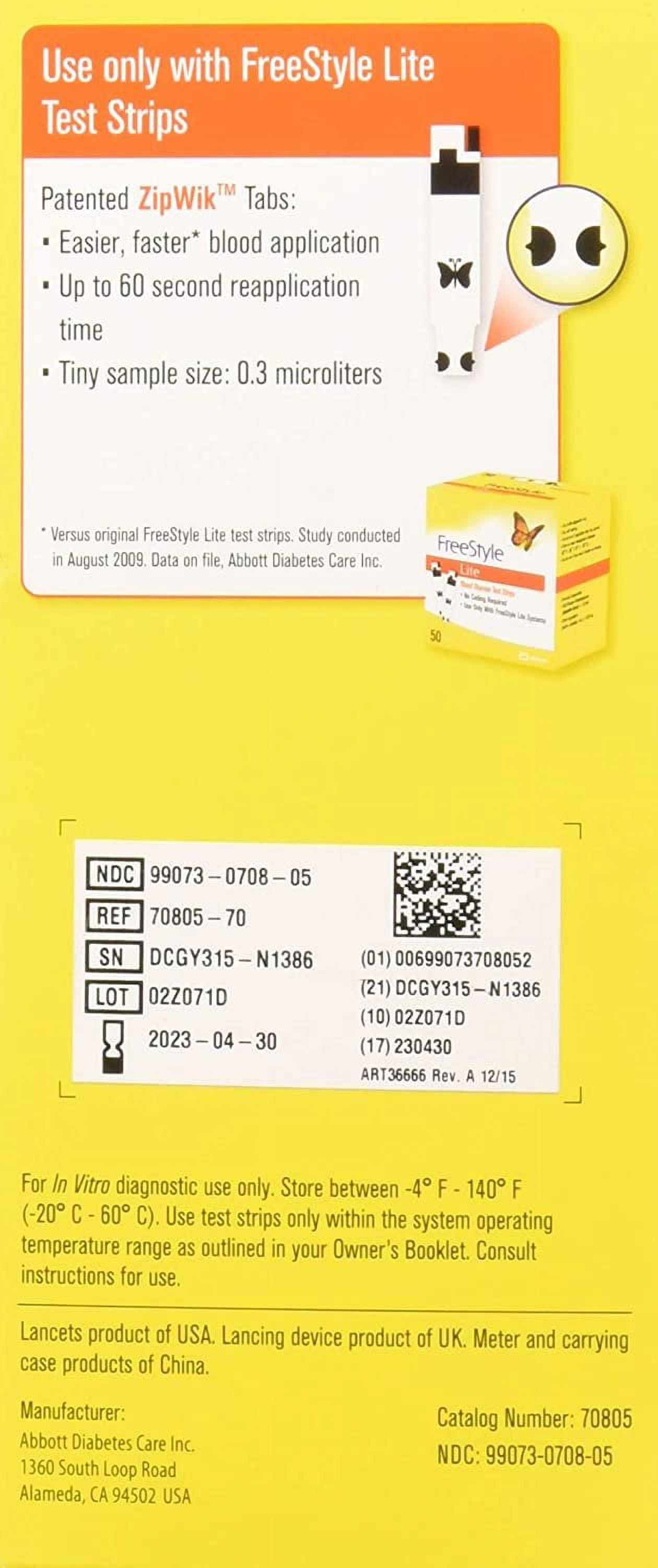 FreeStyle Lite Blood Glucose Monitoring System Test Strips & Lancets, 6-Pack