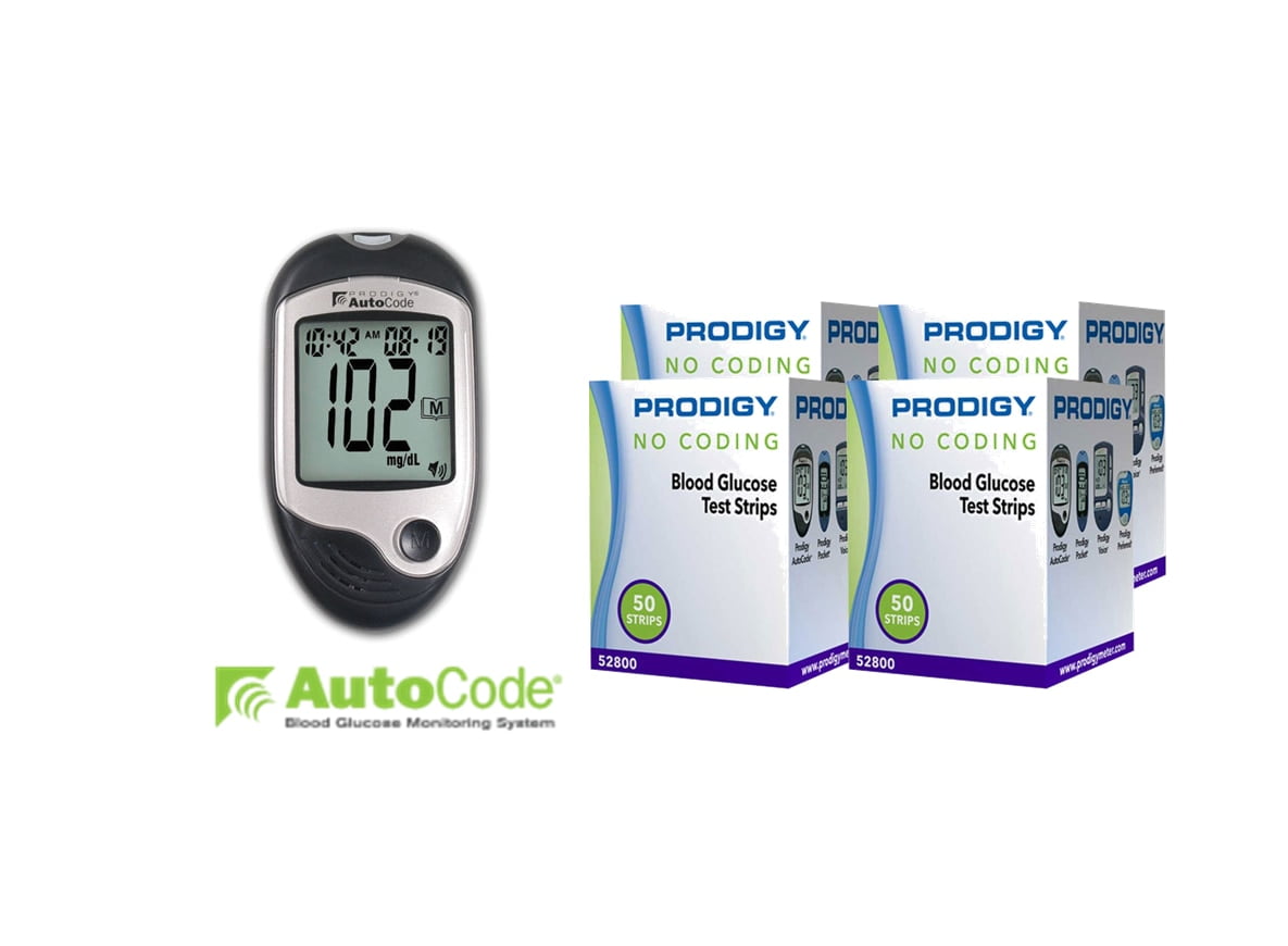Prodigy Autocode Meter with 200 Glucose Test Strips for Care