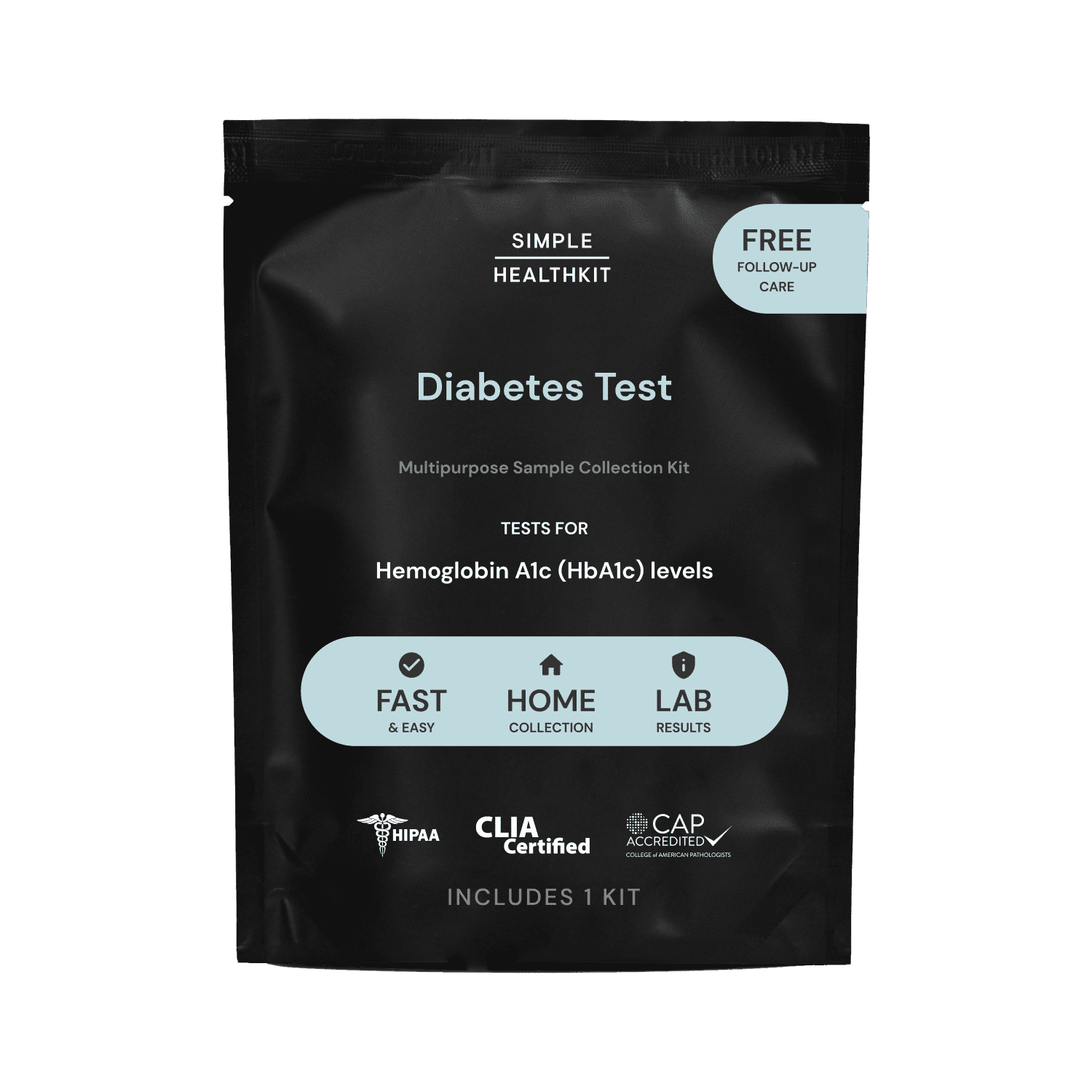 Simple HealthKit Easy At-Home Hemoglobin A1c Diabetes Test Kit - 1 Pouch
