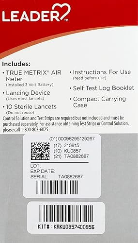 LEADER Air Glucose Meter Kit with Wireless Mobile Transmission & Triple Sense Technology