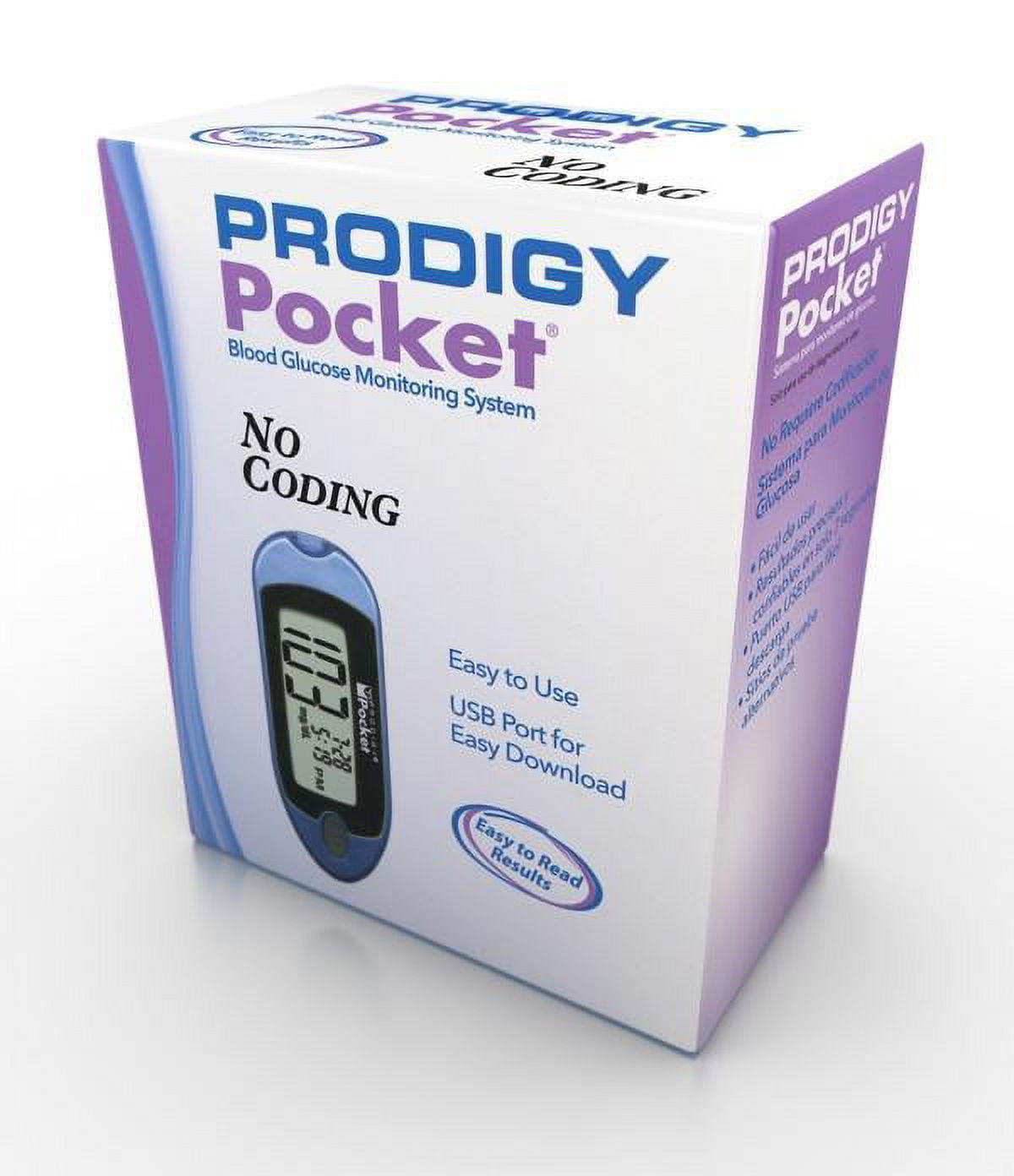 Prodigy Pocket Glucose Monitor + 50 Test Strips - Compact Blood Sugar Testing Solution