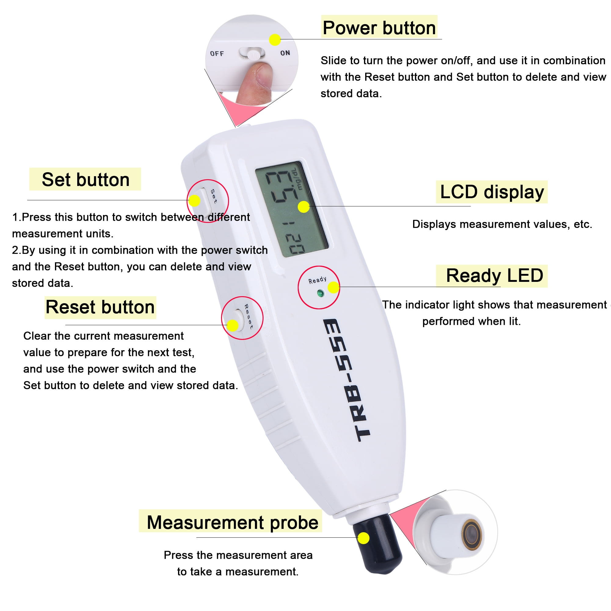 LCD Bilirubin Meter for Newborn and Adult Bilirubin Analysis