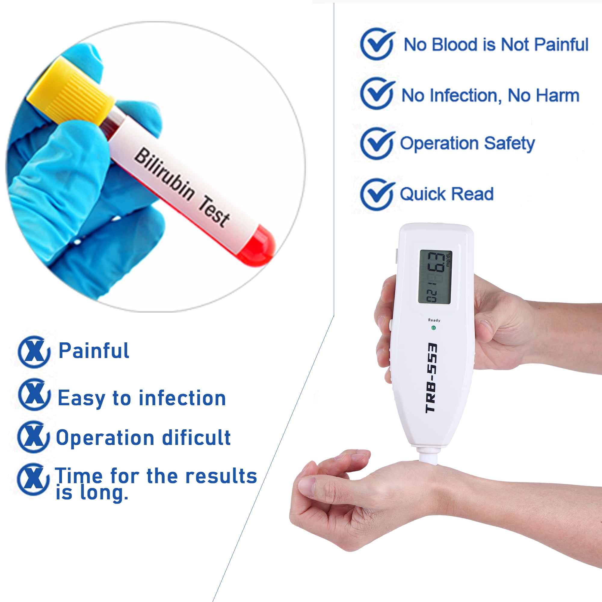 LCD Bilirubin Meter for Newborn and Adult Bilirubin Analysis