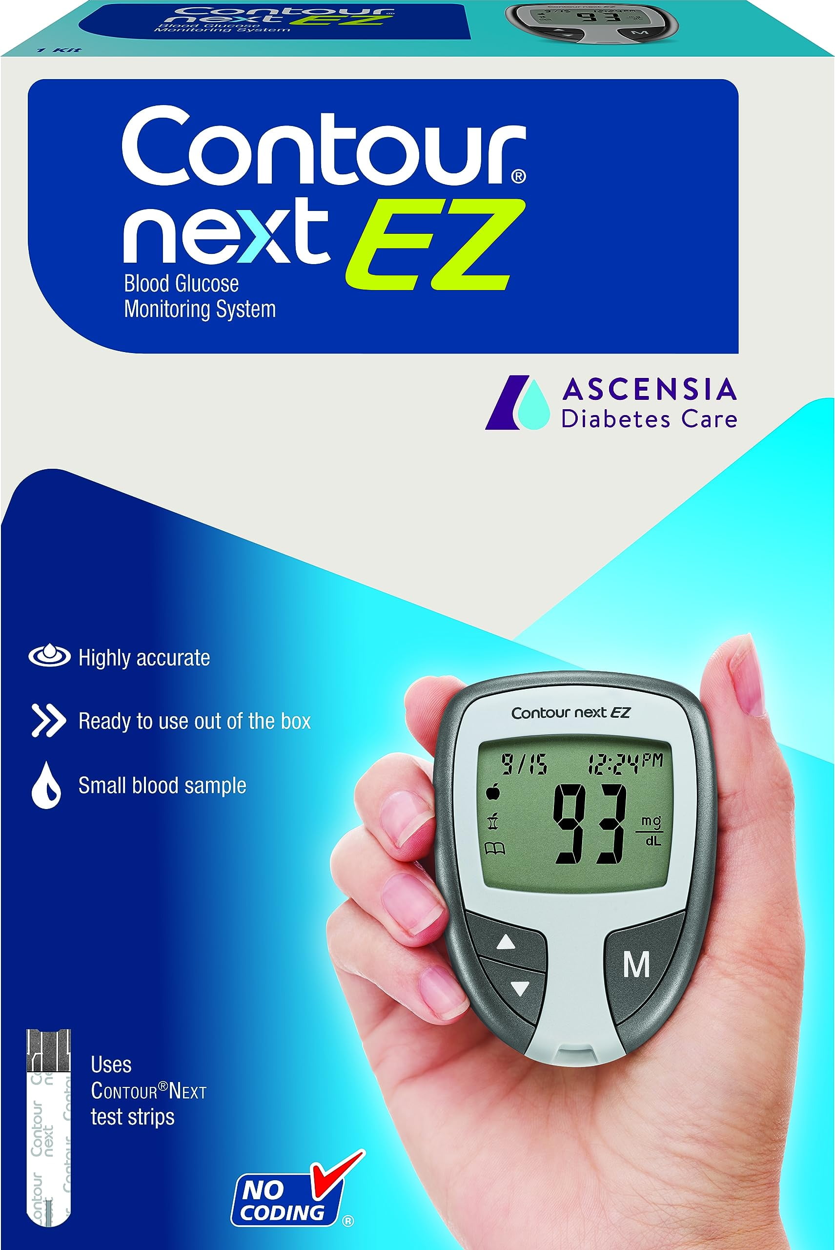 CONTOUR NEXT EZ Glucose Monitor - Blood Sugar Monitoring System