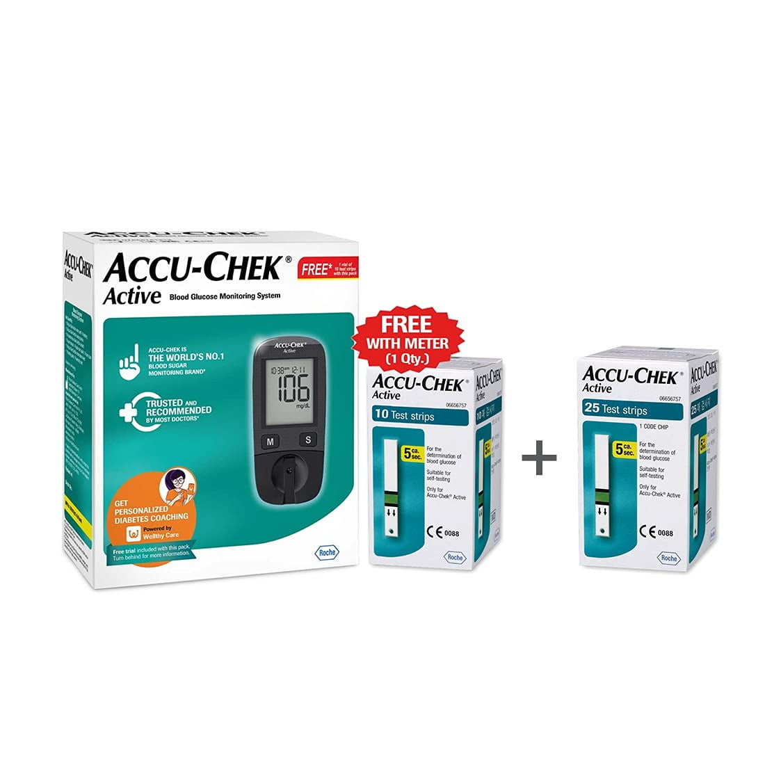 Accu-Chek Active Meter with 10 Strips + Accu-Chek Active 25 Strips Combo