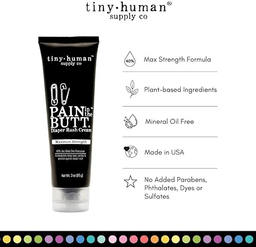 PAIN IN THE BUTT MAX DIAPER RASH CREAM, 40% ZINC OXIDE, 3-PACK - NATURAL INGREDIENTS, SOOTHING RAPID RELIEF