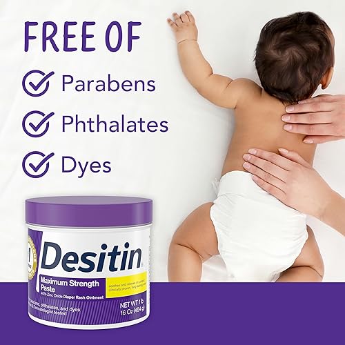 Desitin Maximum Strength Baby Diaper Rash Cream, 40% Zinc Oxide, Hypoallergenic, Paraben-Free, 16 oz