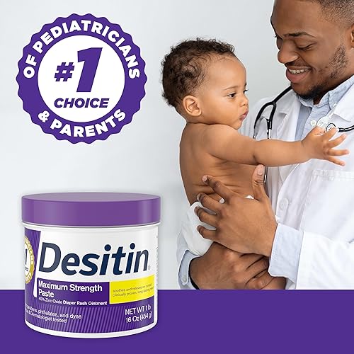 Desitin Maximum Strength Baby Diaper Rash Cream, 40% Zinc Oxide, Hypoallergenic, Paraben-Free, 16 oz