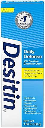 Desitin Daily Defense Baby Diaper Rash Cream with Zinc Oxide - Hypoallergenic, 4.8 oz