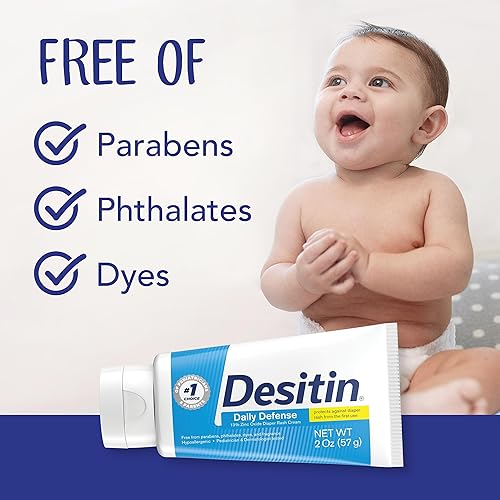 Desitin Daily Defense Baby Diaper Rash Cream with Zinc Oxide - Hypoallergenic, 4.8 oz
