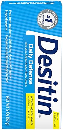 Desitin Daily Defense Baby Diaper Rash Cream - 13% Zinc Oxide Barrier - Hypoallergenic - Travel Size - 2 oz