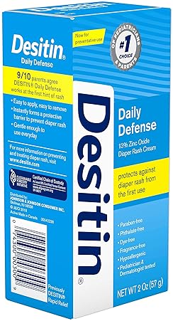 Desitin Daily Defense Baby Diaper Rash Cream - 13% Zinc Oxide Barrier - Hypoallergenic - Travel Size - 2 oz
