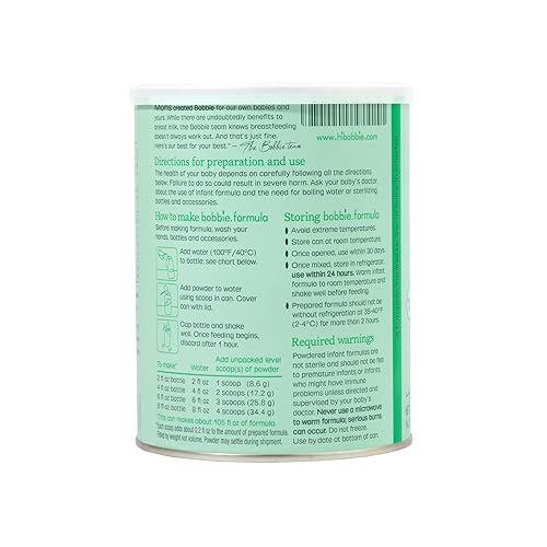 Bobbie Grass Fed Whole Milk Infant Formula for Newborn to 12 Months, 14.1 oz