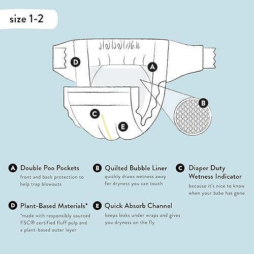 The Honest Company Sensitive Skin Diapers | Hypoallergenic & Fragrance-Free | Gender-Neutral Prints | Size 1 (8-14 lbs), 136 Count