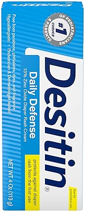 Desitin Daily Defense Baby Diaper Rash Cream 6-Pack, 13% Zinc Oxide, Treat, Relieve & Prevent Rash, Hypoallergenic, 4 oz
