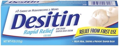 Desitin Rapid Relief Zinc Oxide Diaper Rash Cream 4 oz - Pack of 6 - Fast Soothing Relief