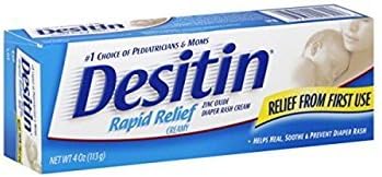 Desitin Rapid Relief Zinc Oxide Diaper Rash Cream 4 oz - Pack of 6 - Fast Soothing Relief