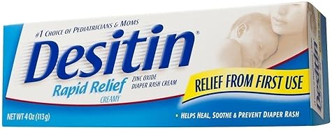 Desitin Rapid Relief Zinc Oxide Diaper Rash Cream 4 oz - Pack of 6 - Fast Soothing Relief