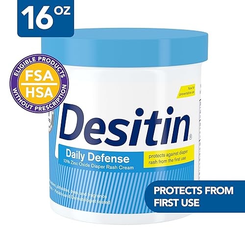 Desitin Daily Defense Baby Diaper Rash Cream - 16 oz, 13% Zinc Oxide, Hypoallergenic, Barrier Cream for Treating & Preventing Rash