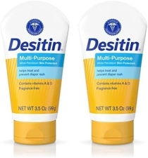 Desitin Diaper Rash Ointment with Vitamins A & D, Travel Size, 3.5 Oz Tube (Pack of 2)