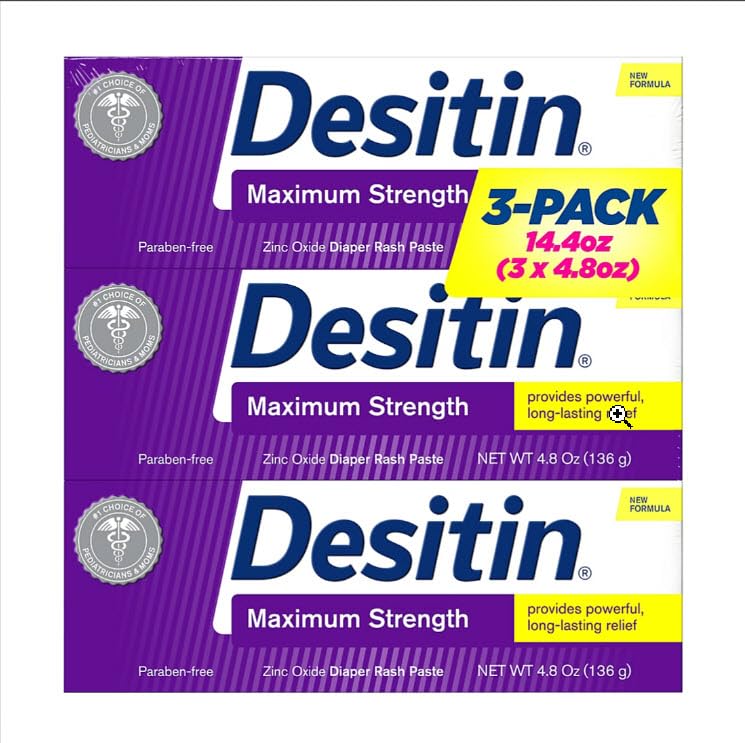 Desitinn Maximum Strength Baby Diaper Rash Cream 4.8 OZ (Pack of 3)