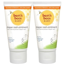 Burt's Bees Baby Diaper Rash Ointment Cream - 40% Zinc Oxide, 100% Natural, Pediatrician Tested - 3 Oz x 2 Pack
