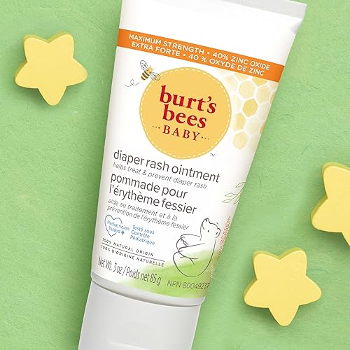 Burt's Bees Baby Diaper Rash Ointment Cream - 40% Zinc Oxide, 100% Natural, Pediatrician Tested - 3 Oz x 2 Pack