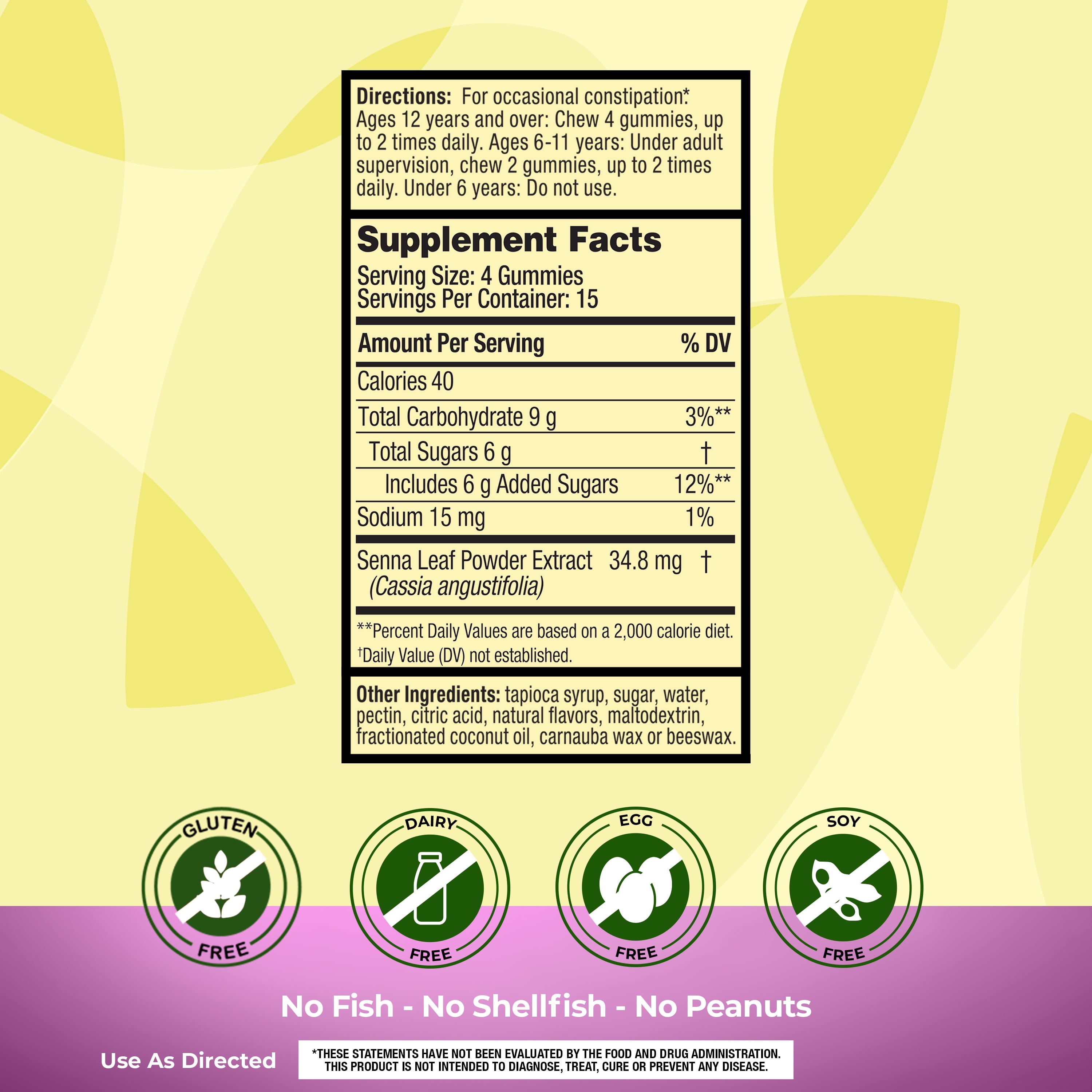 Senokot Natural Senna Laxative Gummies - Mixed Berry Flavor, 60 Count