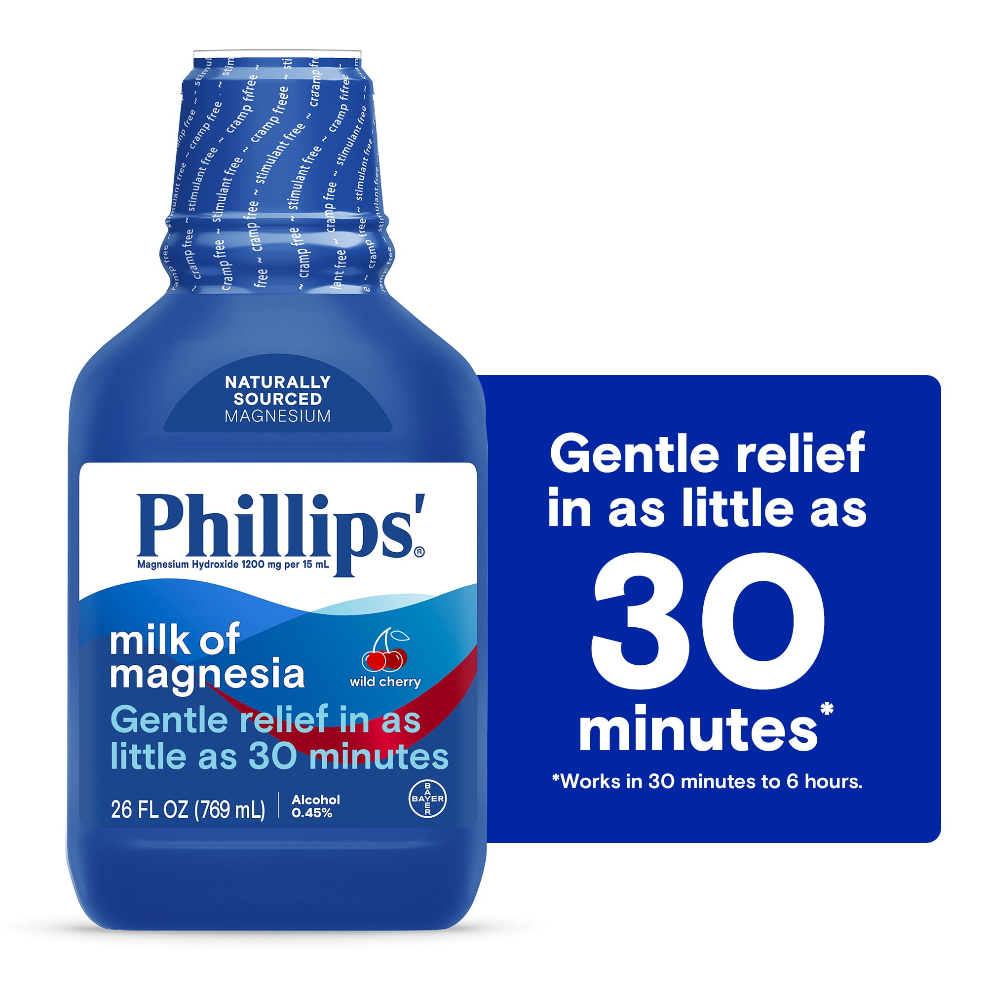 Phillips Milk of Magnesia Liquid Laxative, Wild Cherry Flavor, 26 oz - Constipation Relief