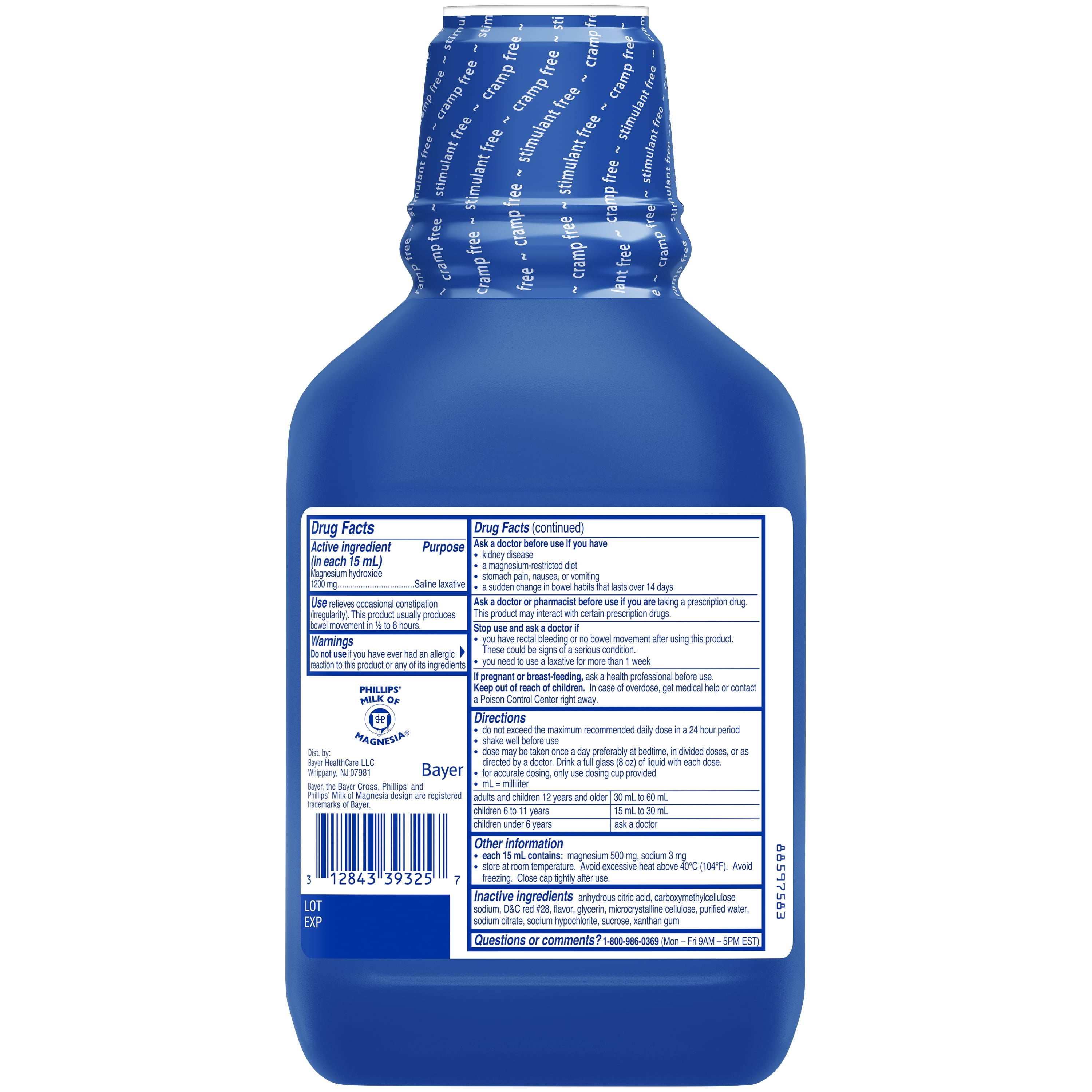 Phillips Milk of Magnesia Liquid Laxative, Wild Cherry Flavor, 26 oz - Constipation Relief