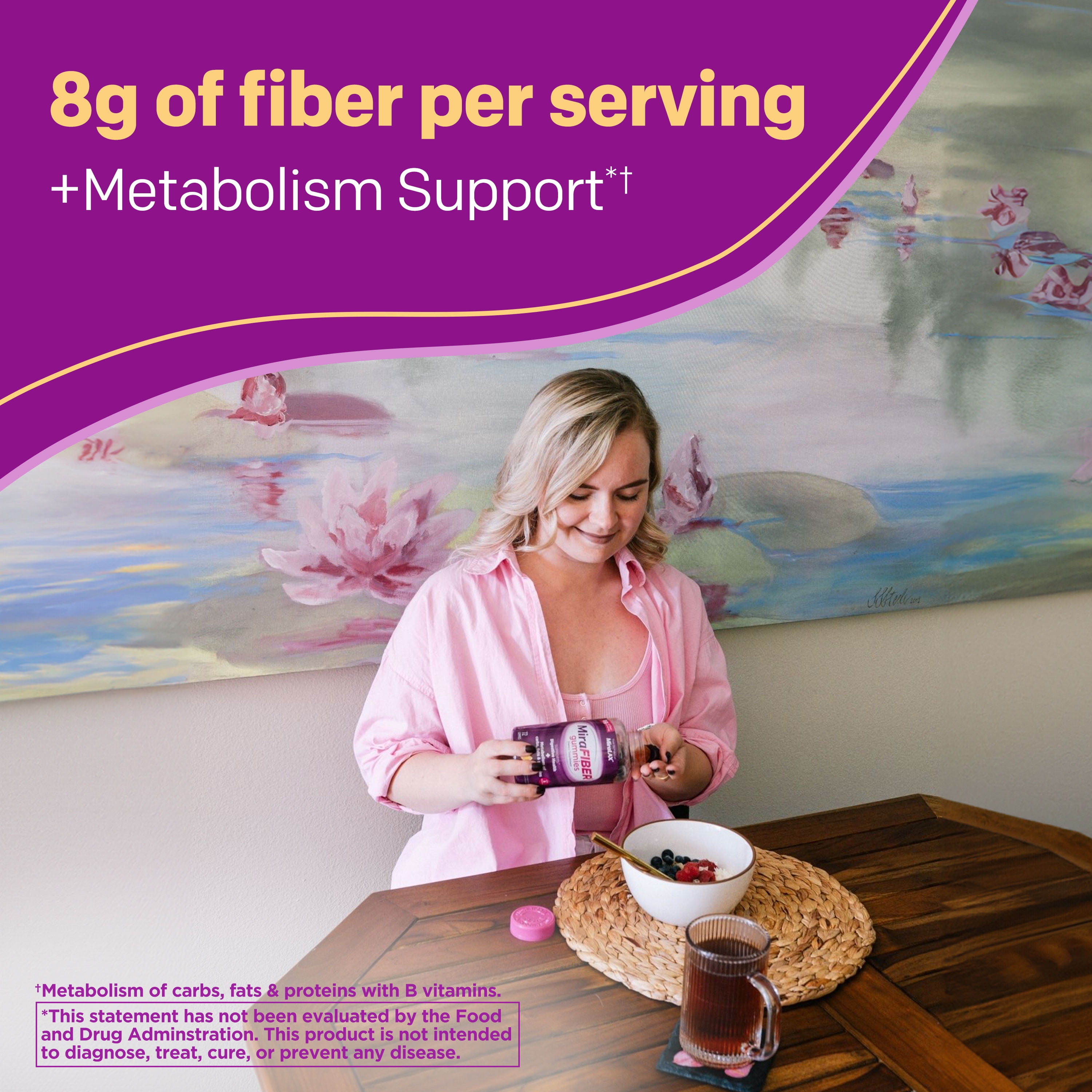 MiraLax MiraFIBER Gummies: 8g Prebiotic Fiber for Metabolism Support, 72 Count