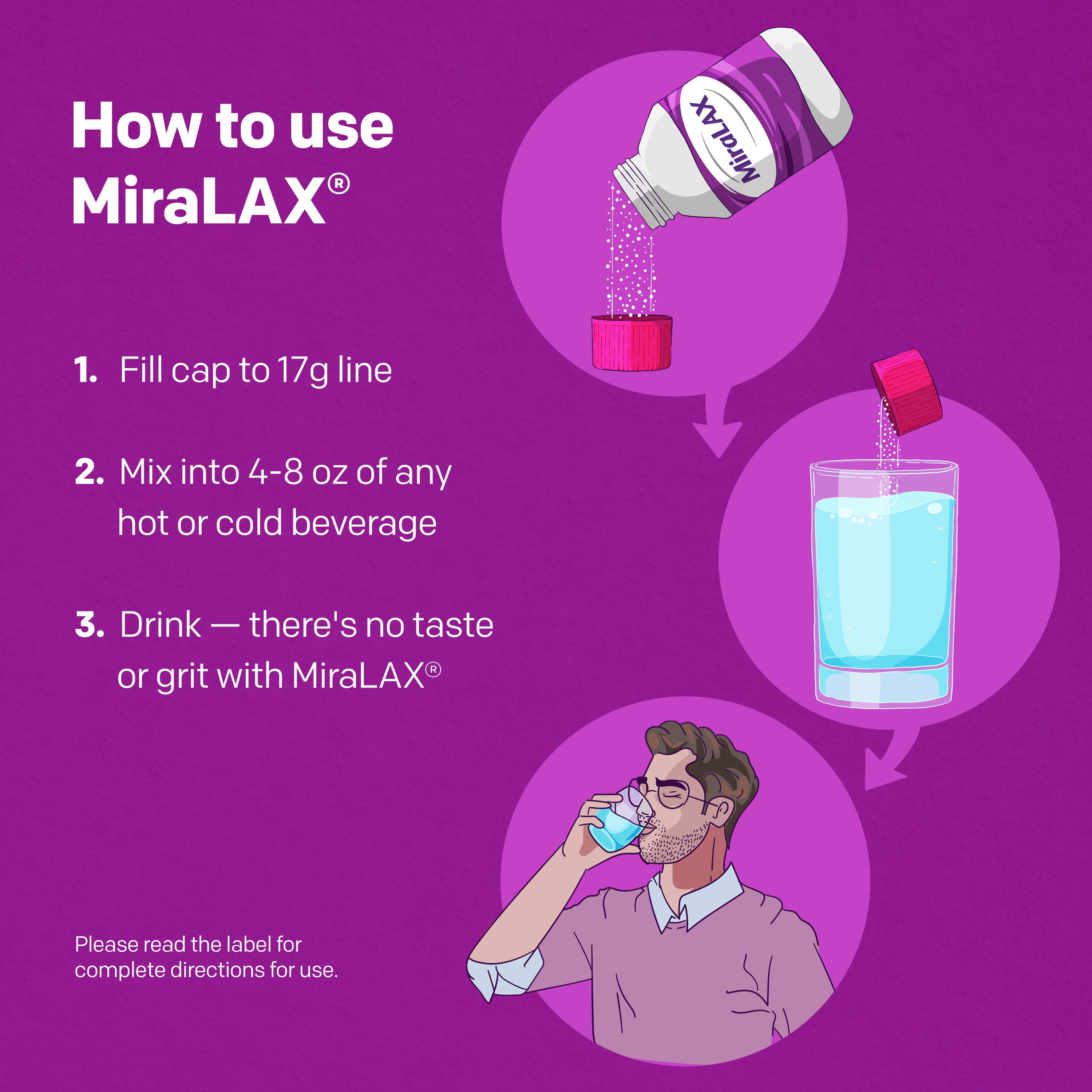 MiraLAX Polyethylene Glycol 3350 Powder Laxative - 26.9 Oz, 45 Doses