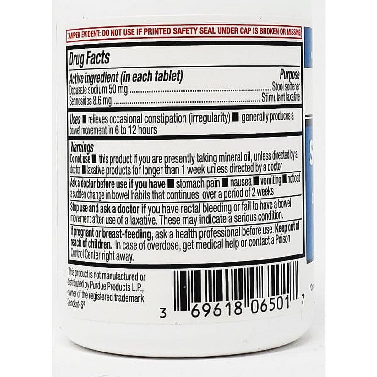 SENNA PLUS DOCUSATE SODIUM TABLETS - VEGETABLE LAXATIVE & STOOL SOFTENER