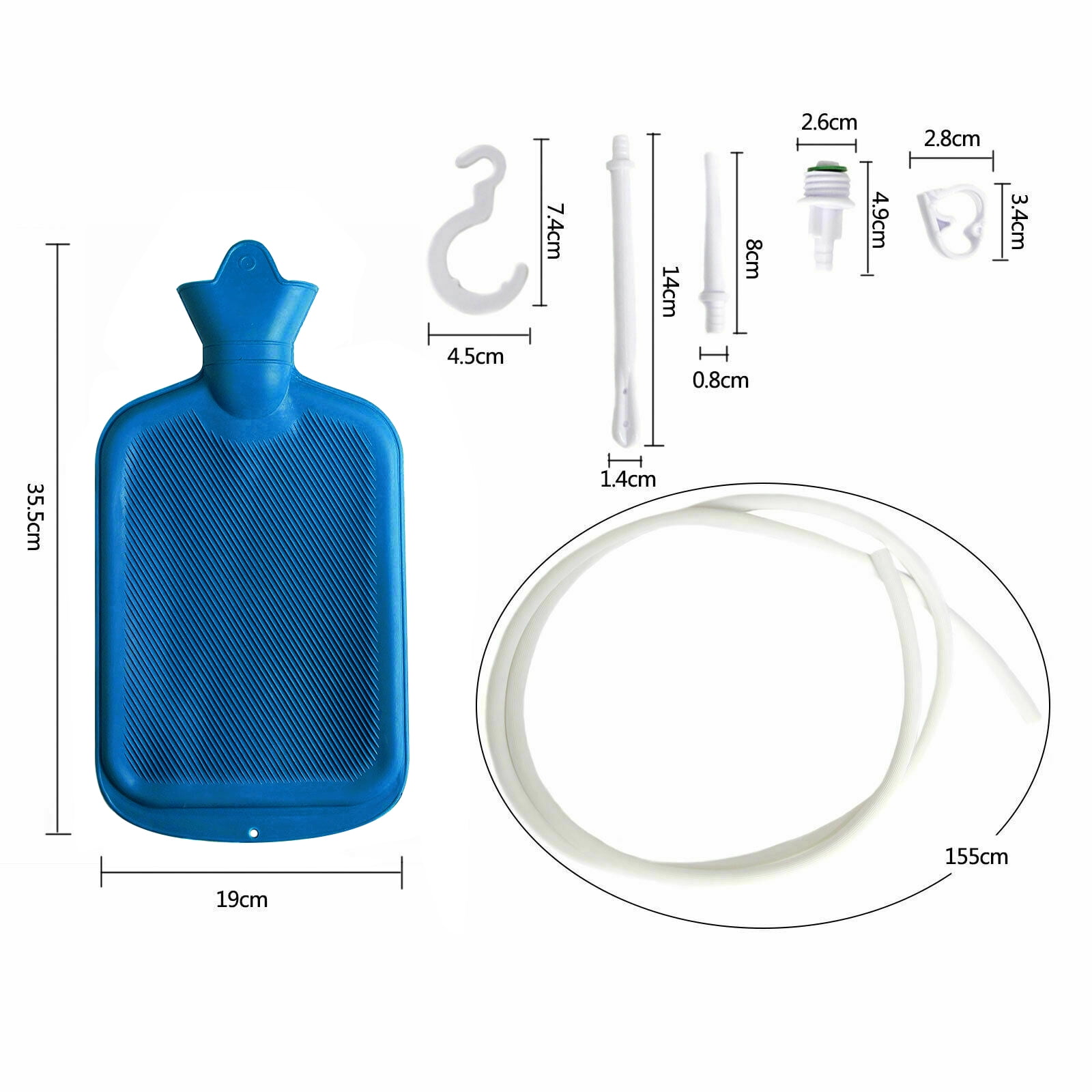 Reusable Blue Enema Douche Kit with 2 Quart Hot Water Bottle Bag