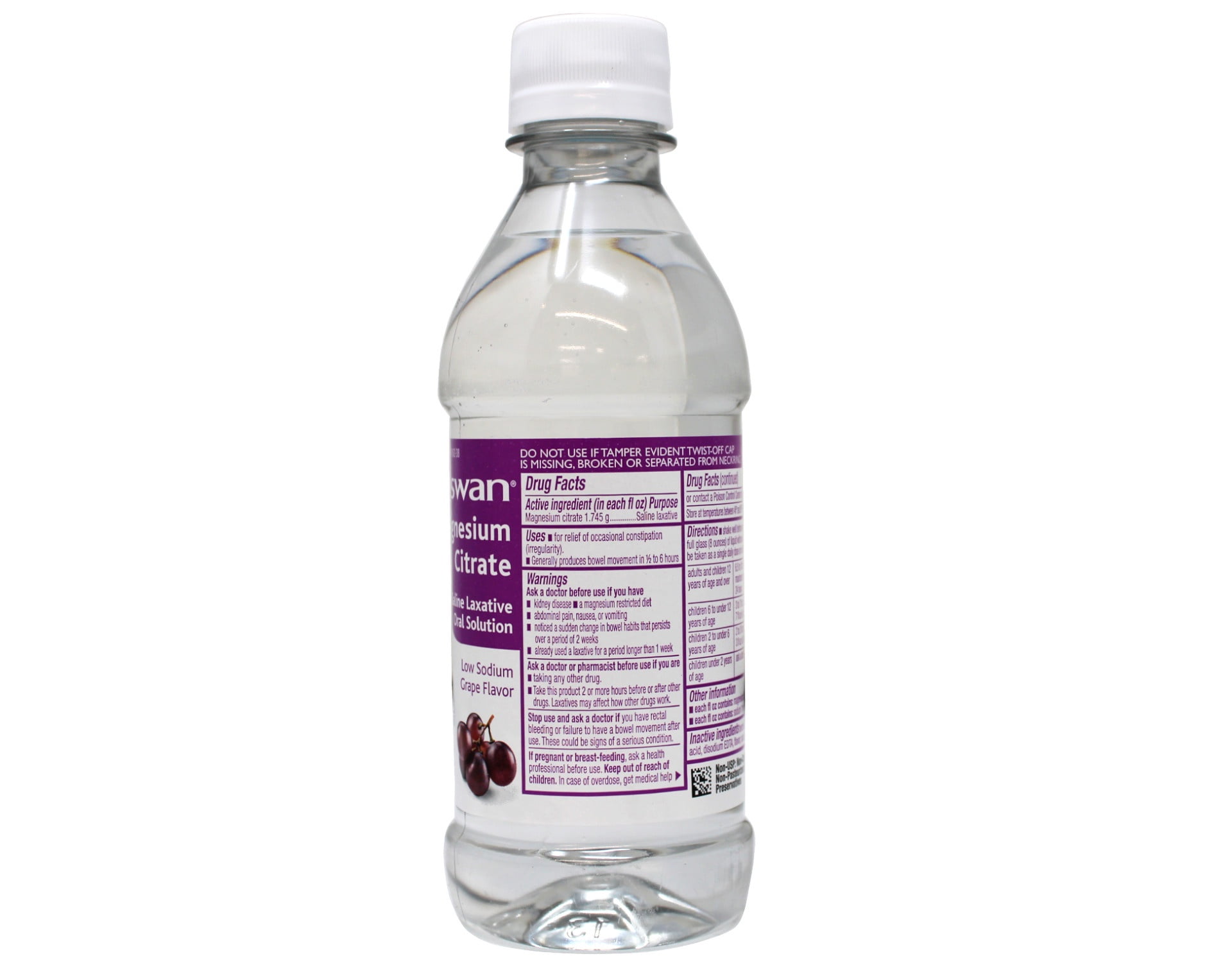 Swan Grape Magnesium Citrate Oral Solution 10oz - Natural Grape Flavor, Gentle Laxative 5 Pack"