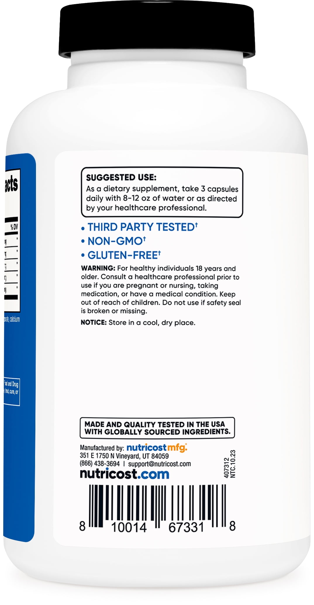 Nutricost Nitric Oxide Booster 750mg Capsules - 180 Count Supplement