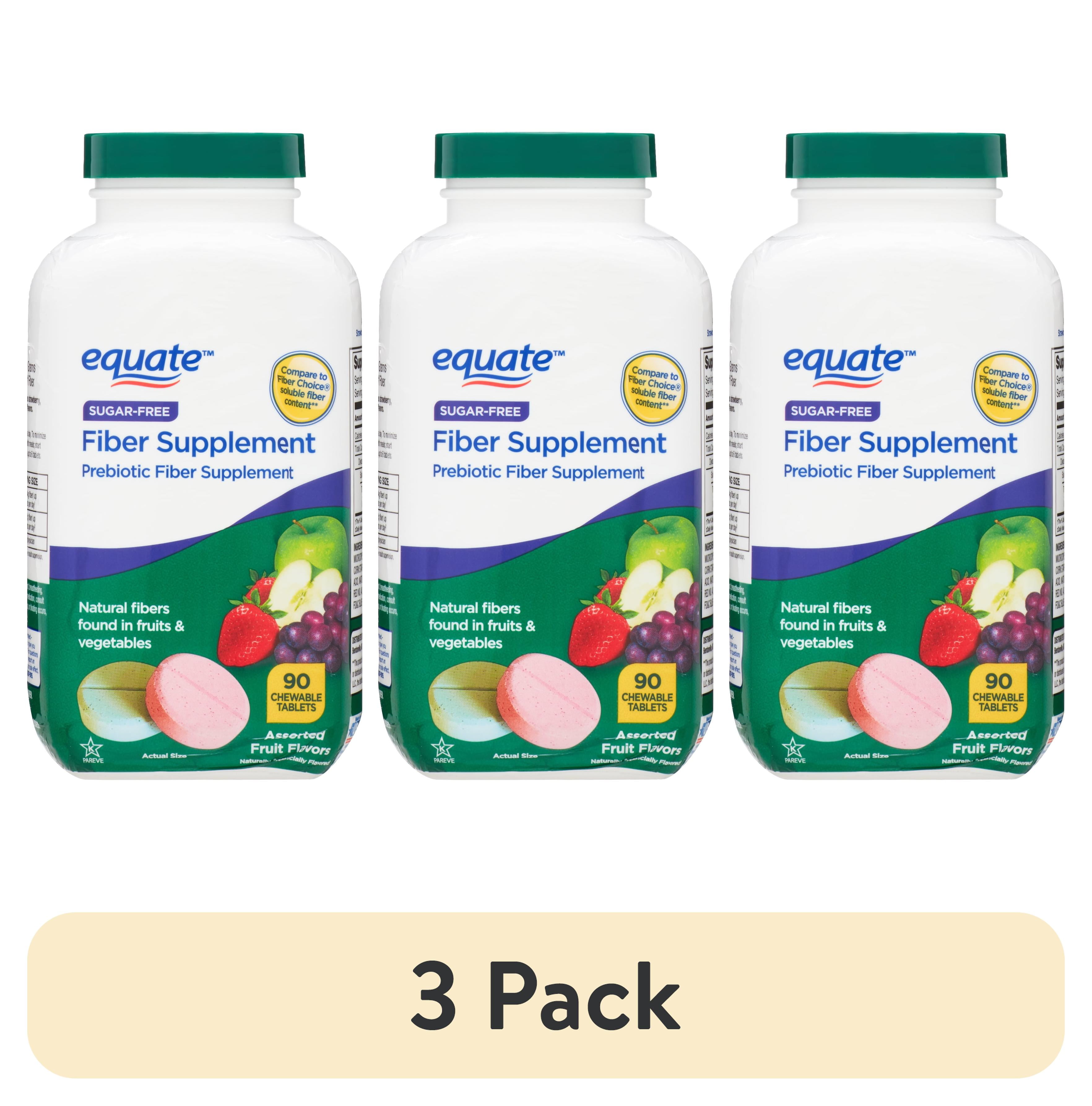 Equate Fiber Supplement Chewable Tablets, 3-Pack, Fruit Flavored, 90 Count