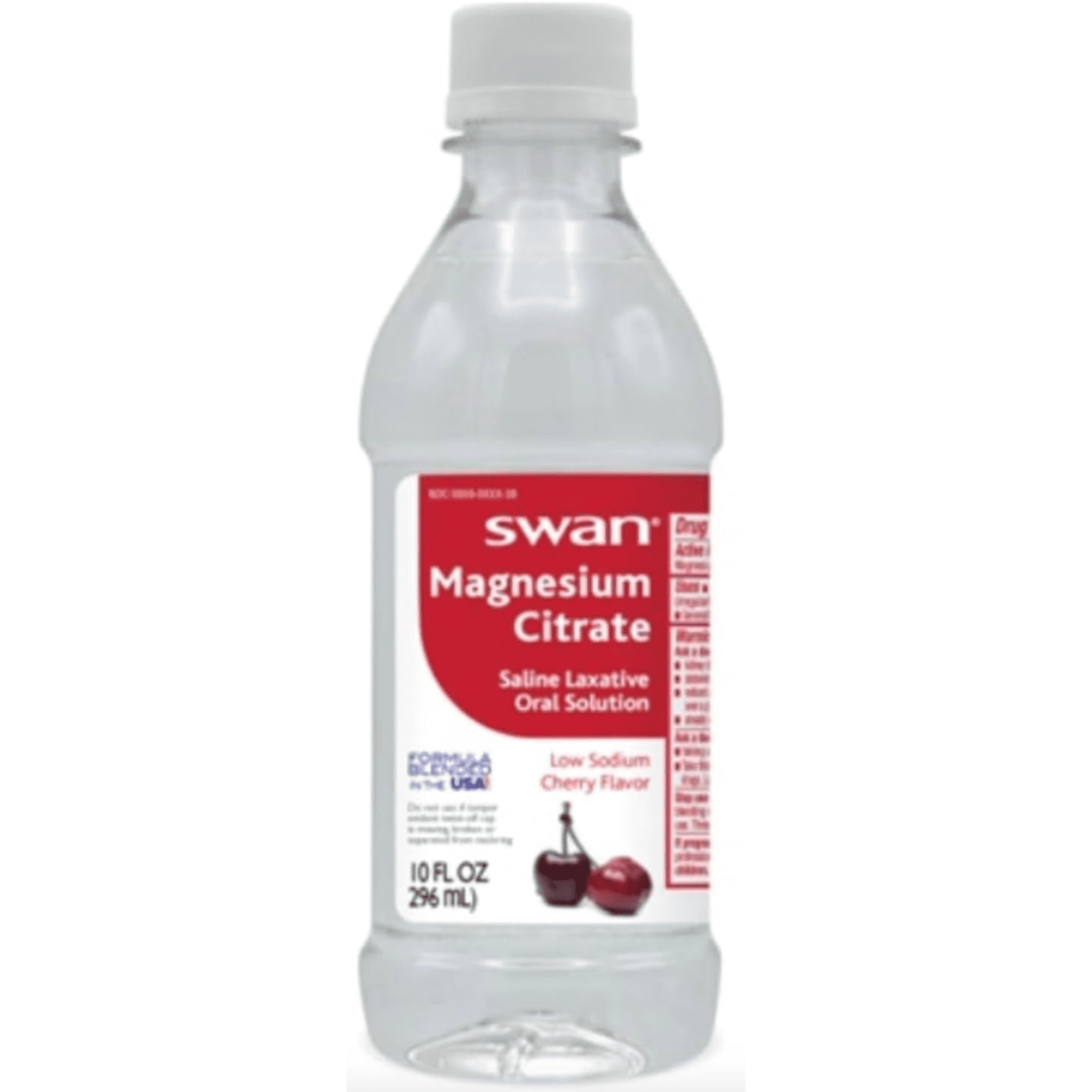 Swan Cherry Magnesium Citrate Oral Solution 10 Oz. (296ML) Pack of 2 - Natural Cherry Flavor, Fast-Acting Laxative