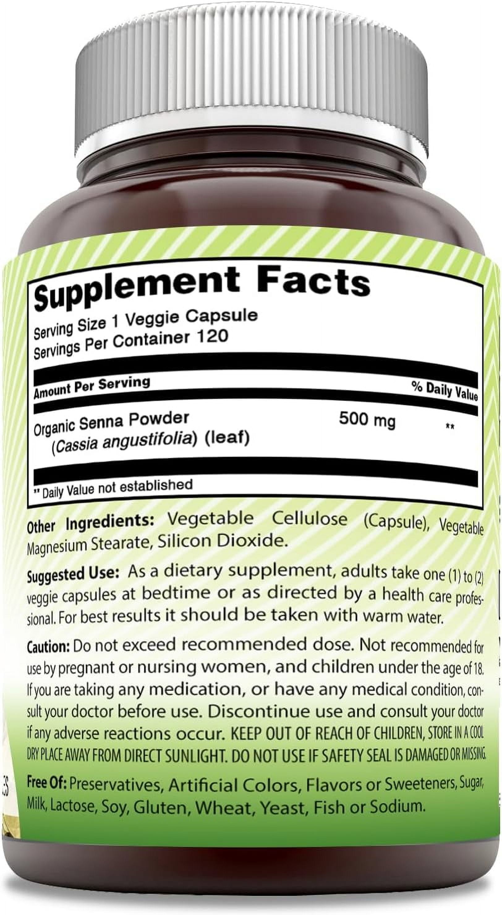 AMAZING INDIA ORGANIC INDIA SENNA CAPSULES 500MG - NATURAL LAXATIVE FOR WEIGHT MANAGEMENT