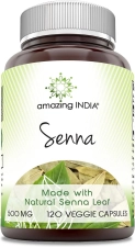 AMAZING INDIA ORGANIC INDIA SENNA CAPSULES 500MG - NATURAL LAXATIVE FOR WEIGHT MANAGEMENT