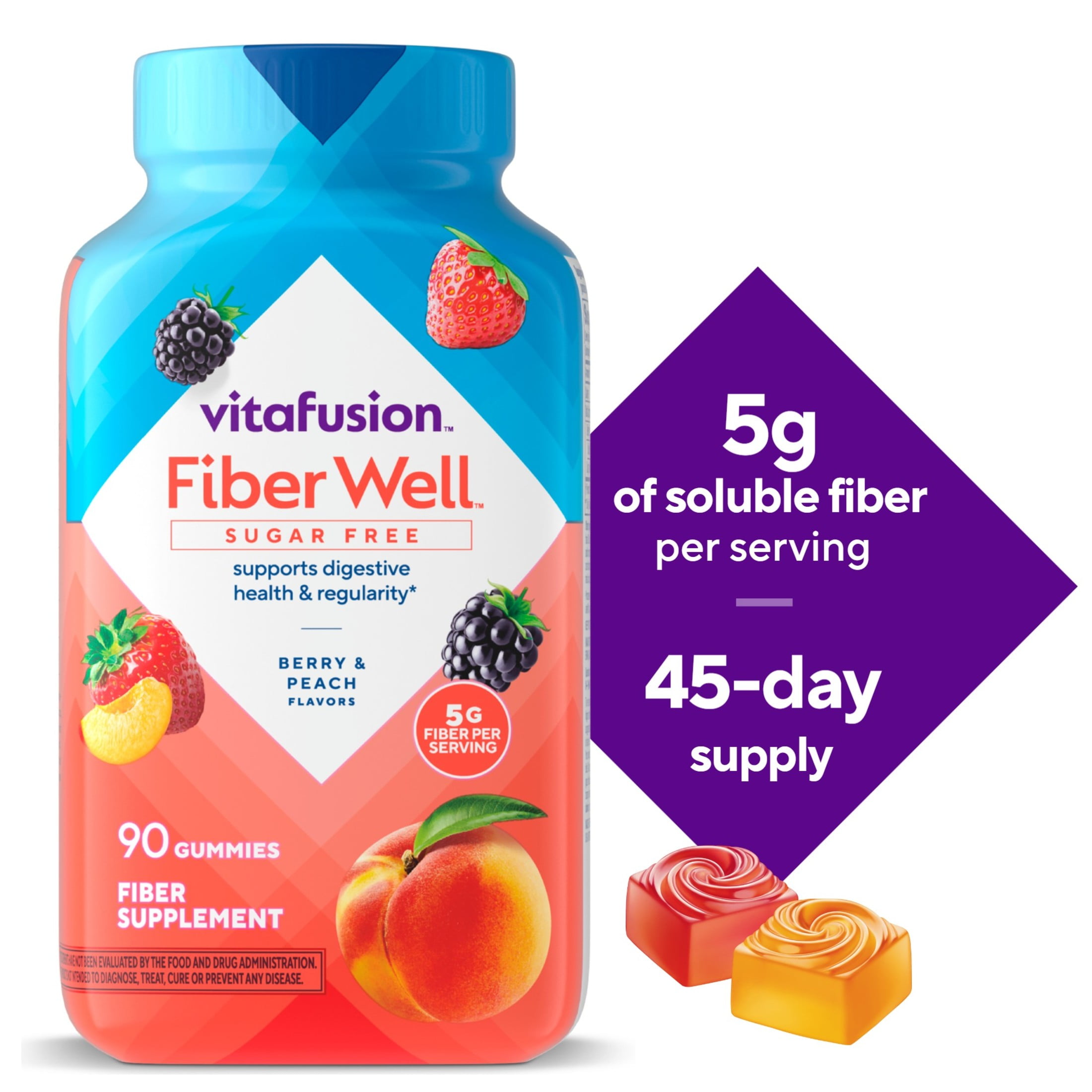 VITAFUSION FIBER WELL SUGAR-FREE GUMMIES, FRUIT FLAVORED, 90 COUNT