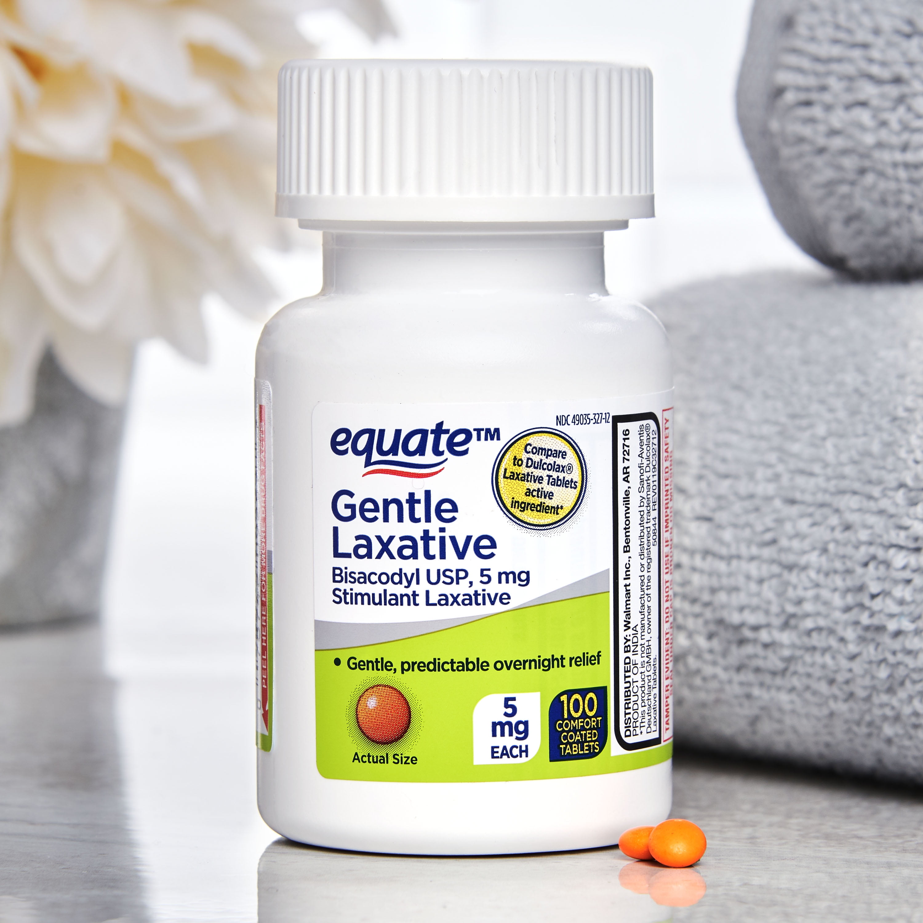 Equate Bisacodyl USP Laxative Tablets, 5mg, 100ct - 2 Pack