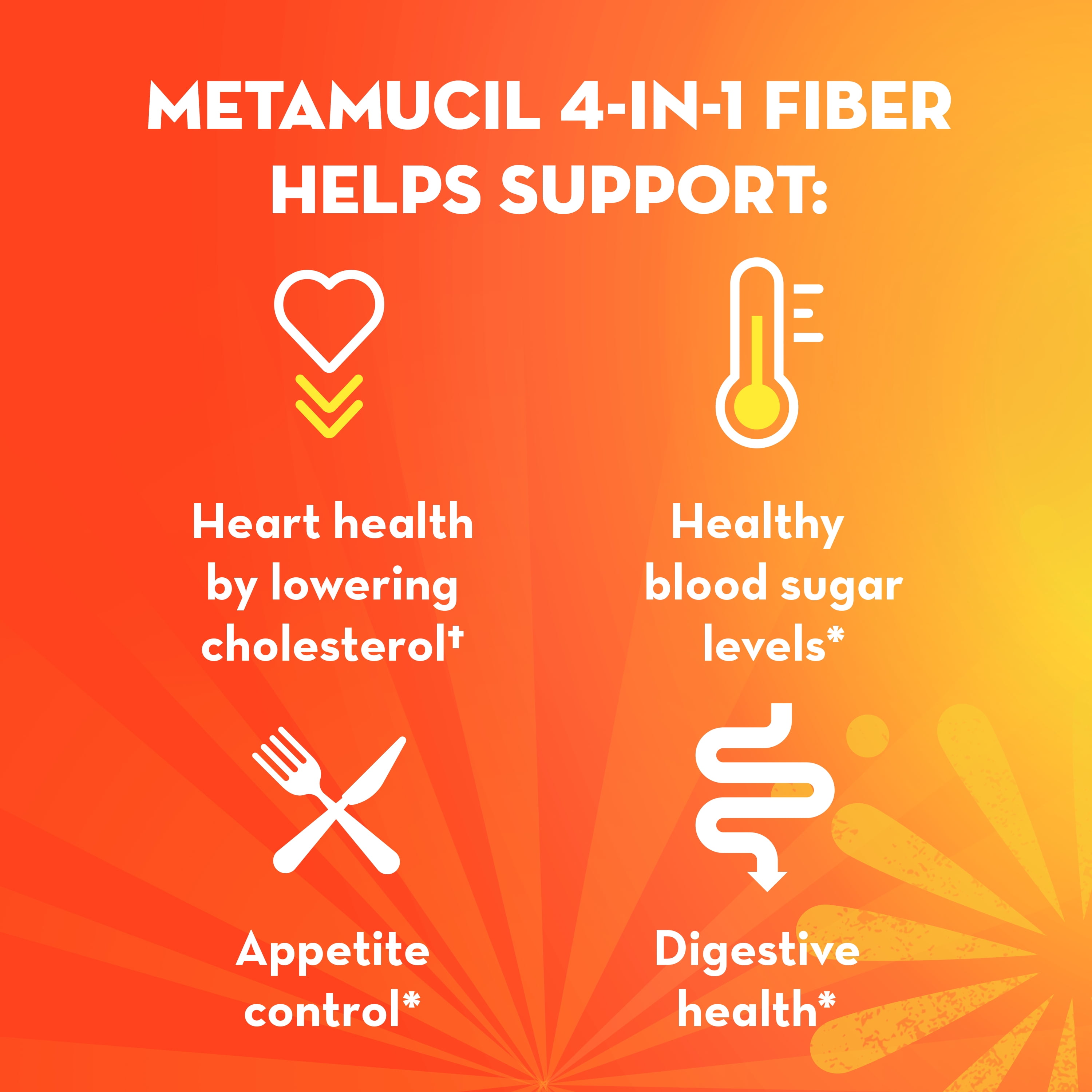 Metamucil Orange Smooth Fiber Drink - 30 Servings with Real Sugar
